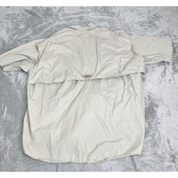 Columbia PFG Short Sleeve Button Down Shirt Men's Size Medium Beige - Picture 2 of 11